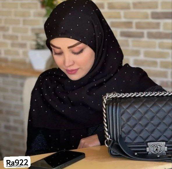 روسری وال اسلب نگینی مشکی قواره  140