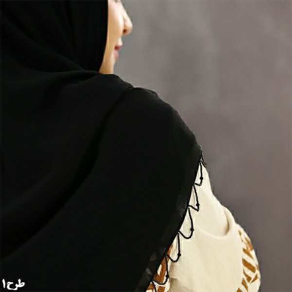 روسری حریر مشکی جواهر دوزی قد 130